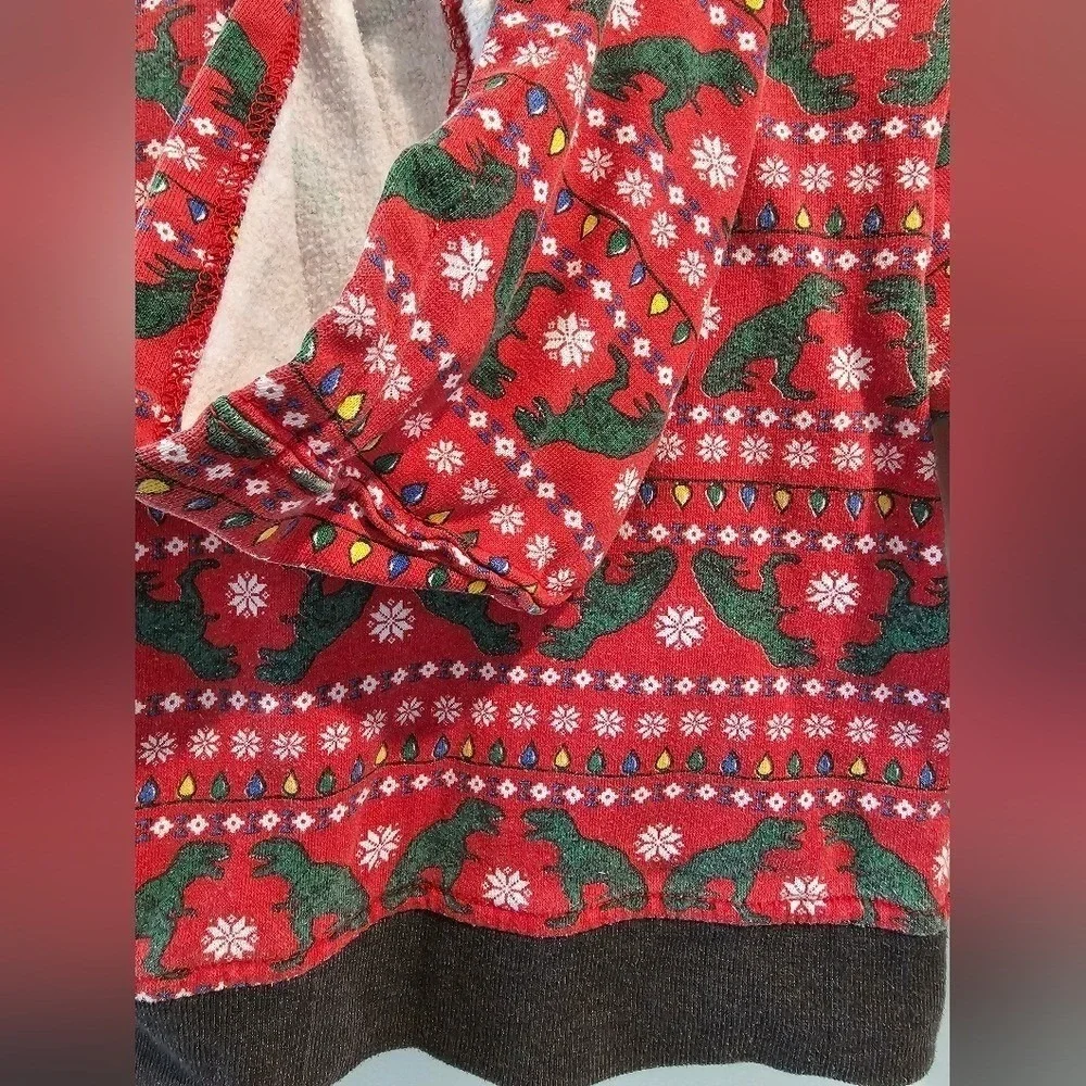 Kid's‎ sz2T Dinosaur Christmas Lights Snowflake Hoodie Pants Set Holiday